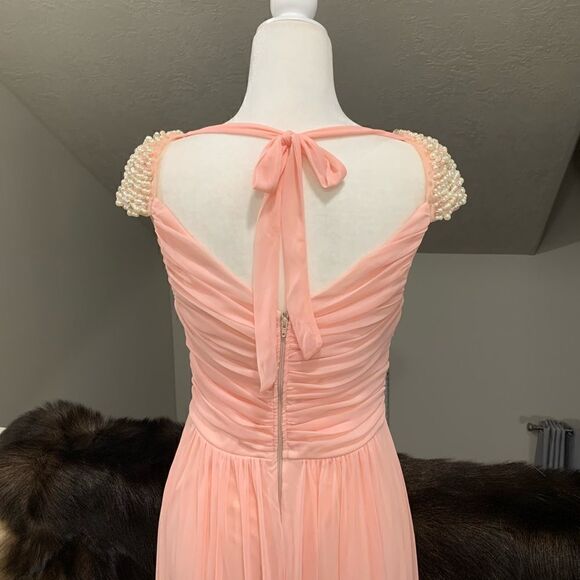 Lovely Twist Fold, Beaded Cap Sleeve & Pleated Tulle Party Dress - Picture 10 of 11